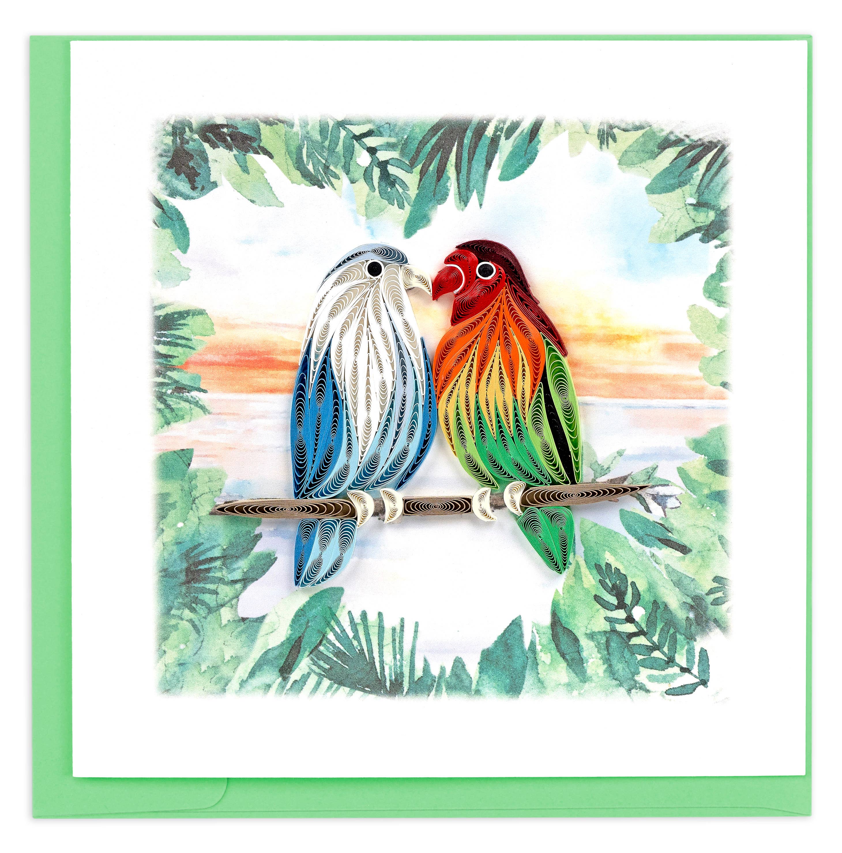Quilled Greeting Card, "Pair of Lovebirds"
