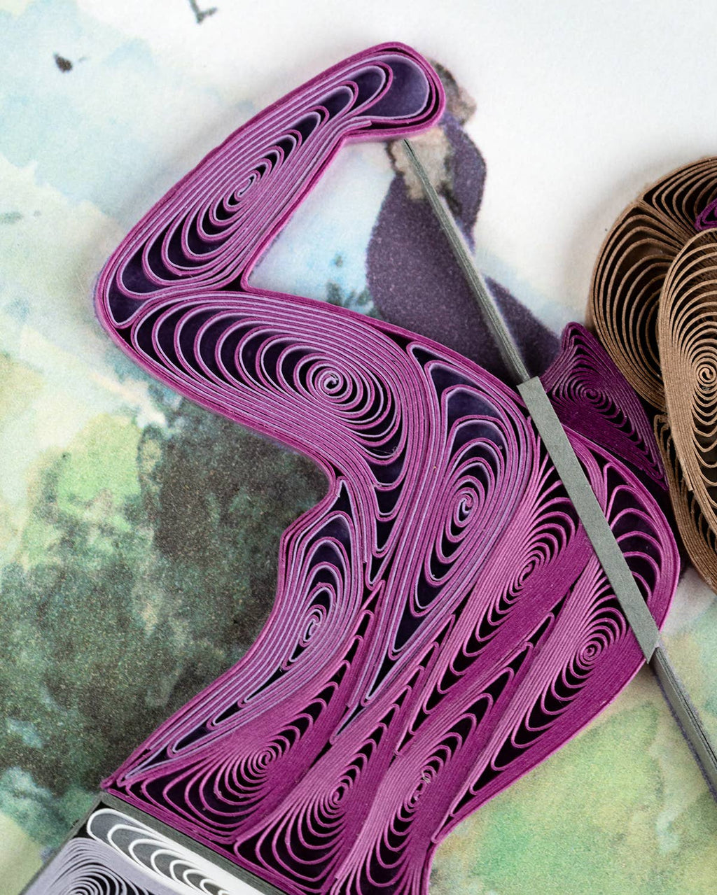 Quilled Greeting Card, "Female Golfer"