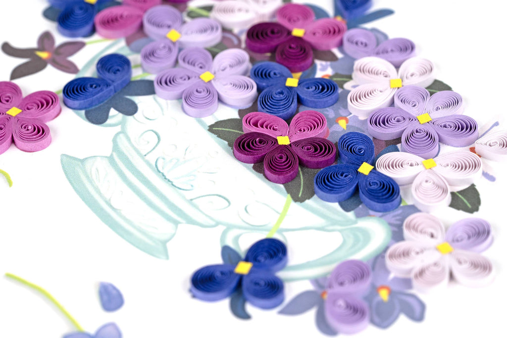 Quilled Greeting Card, "Violet Bouquet"