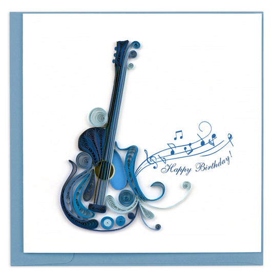 Quilled Greeting Card, "Birthday Guitar"