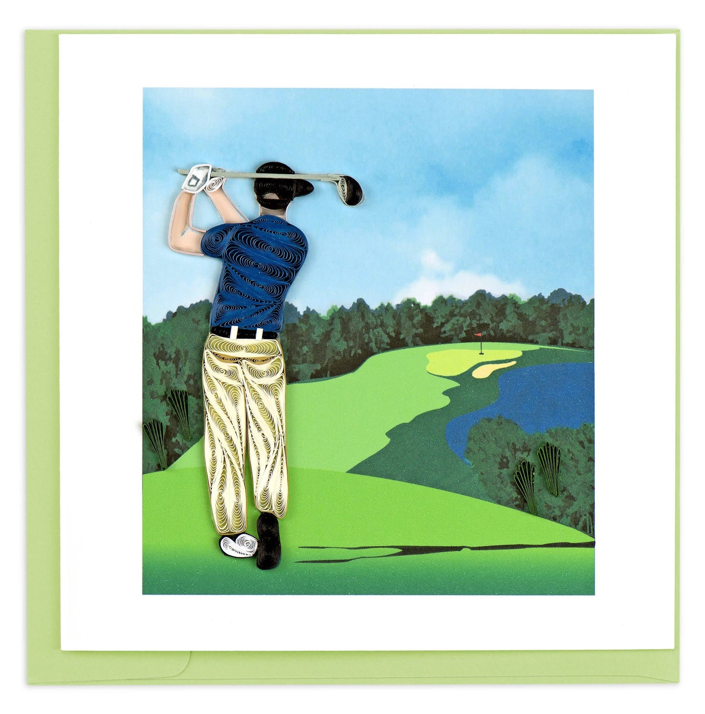 Quilled Greeting Card, "Golfer"
