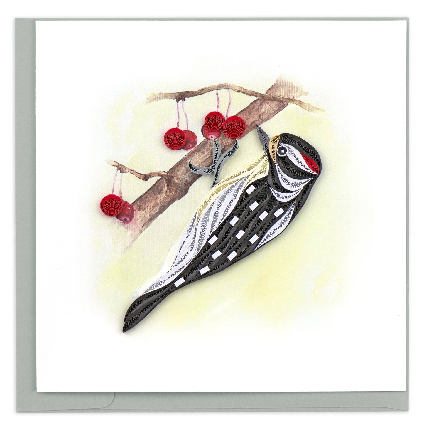 Quilled Greeting Card, "Downy Woodpecker"
