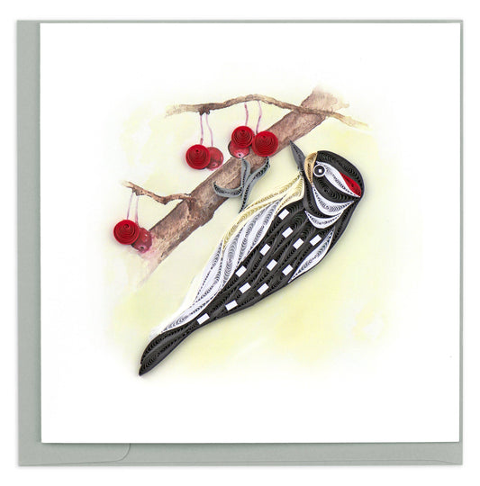 Quilled Greeting Card, "Downy Woodpecker"