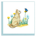Quilled Greeting Card, "White Cat & Butterfly"