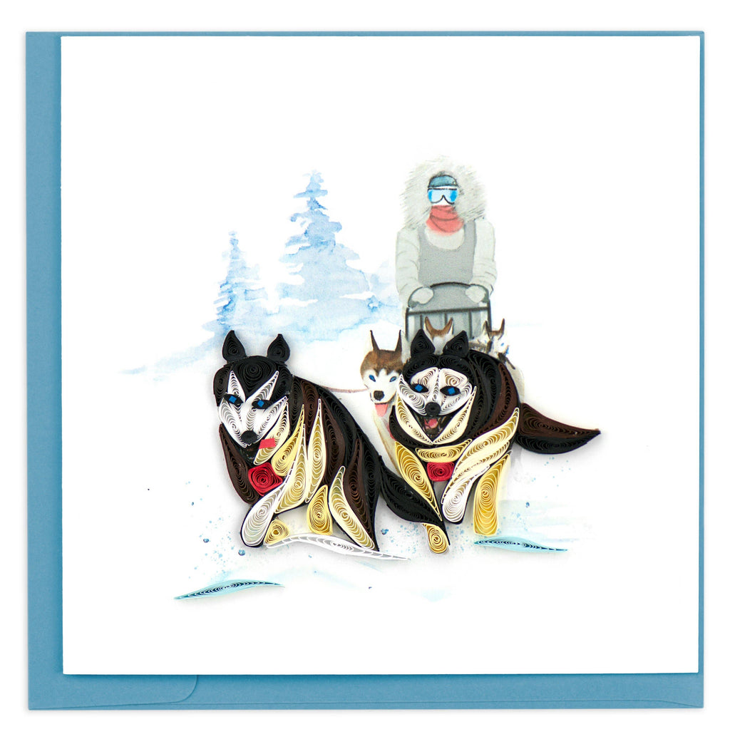Quilled Greeting Card, "Sled Dogs"