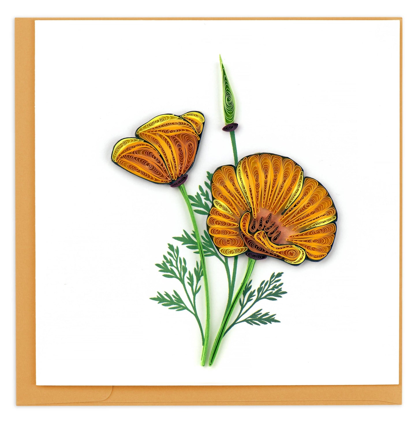 Quilled Greeting Card, "Yellow Poppies"