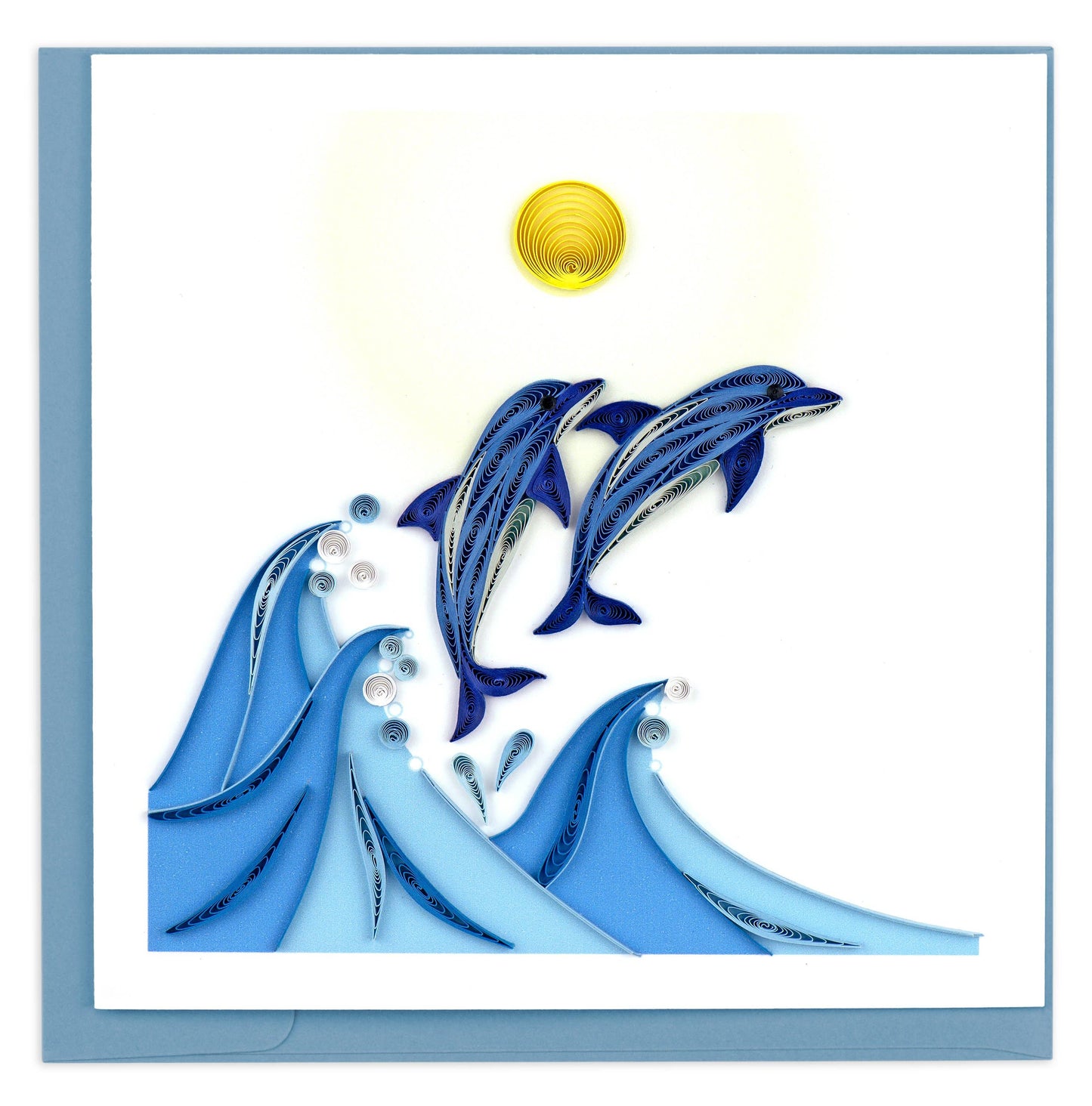 Quilled Greeting Card, "Jumping Dolphins"