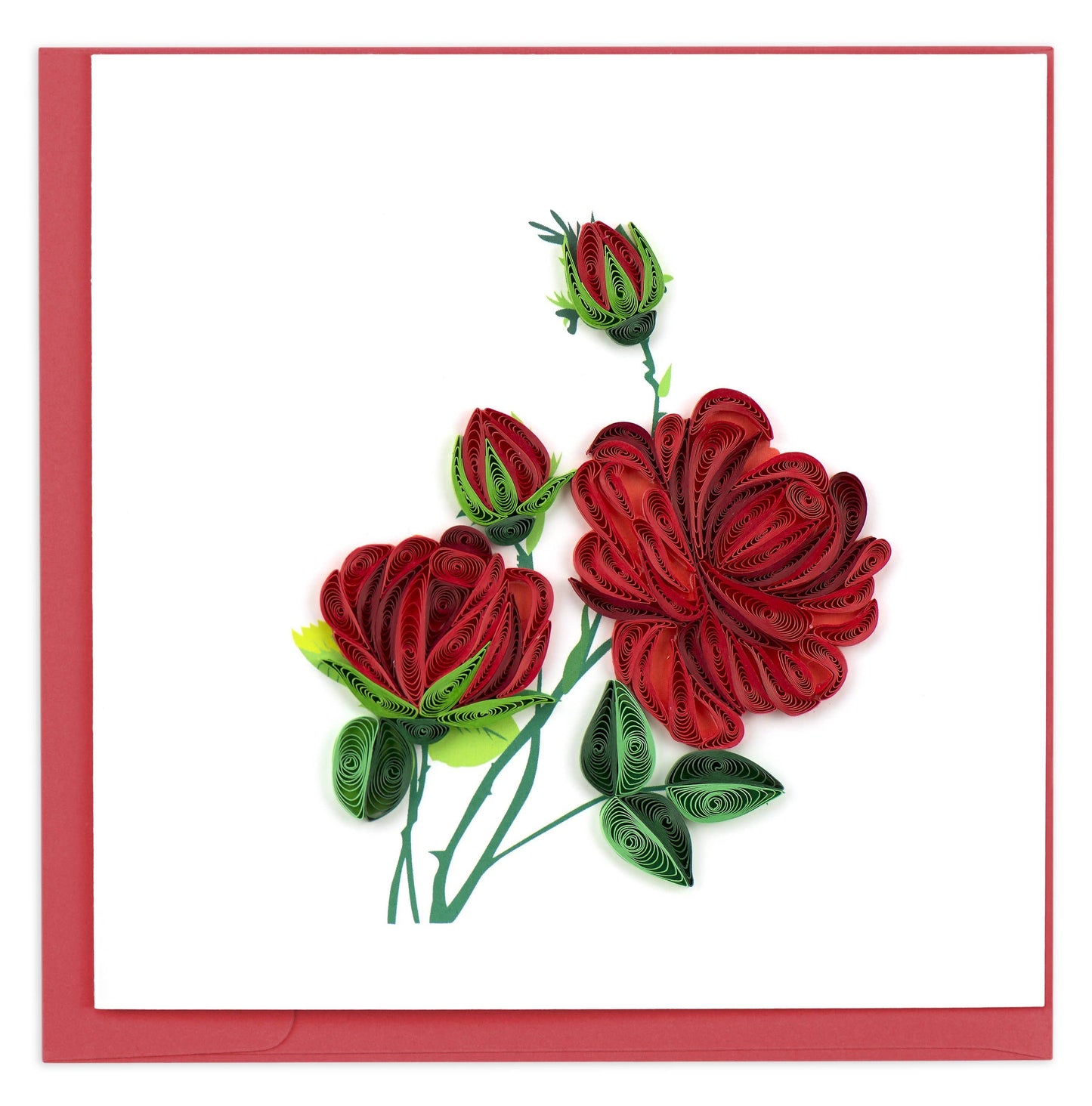 Quilled Greeting Card, "Red Roses"