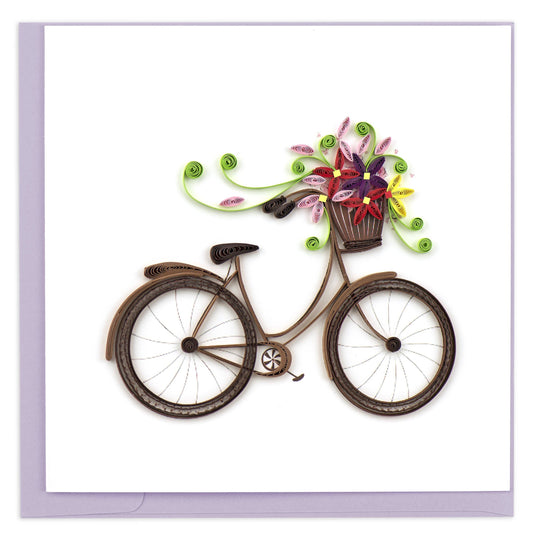 Quilled Greeting Card, "Bicycle & Flower Basket"