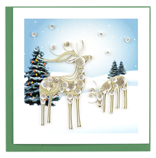 Quilled Greeting Card, "Snowy Reindeer"