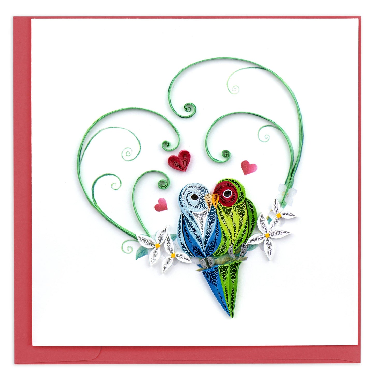 Quilled Greeting Card, "Love Birds"