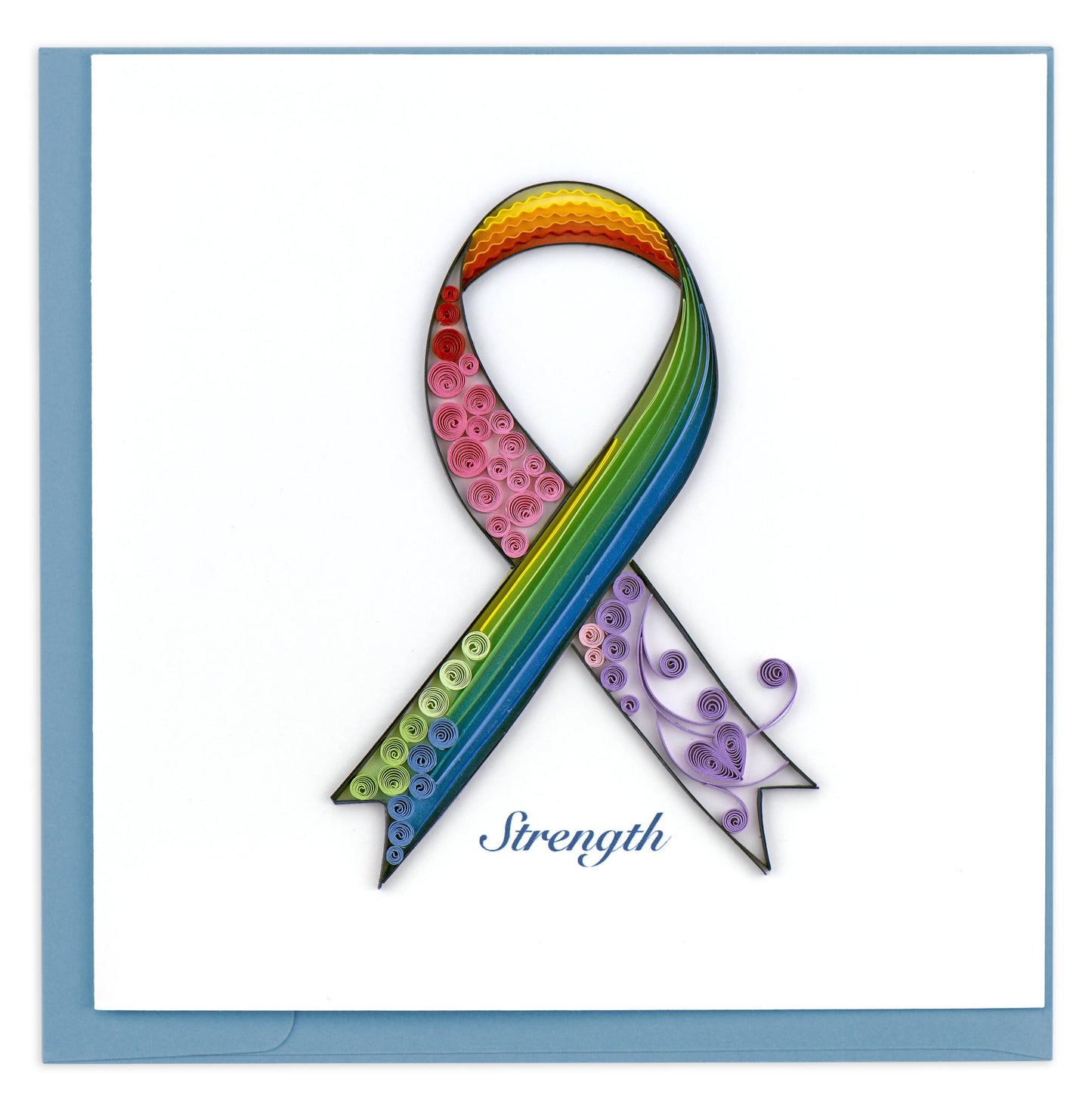 Quilled Greeting Card, "Rainbow Cancer Ribbon"