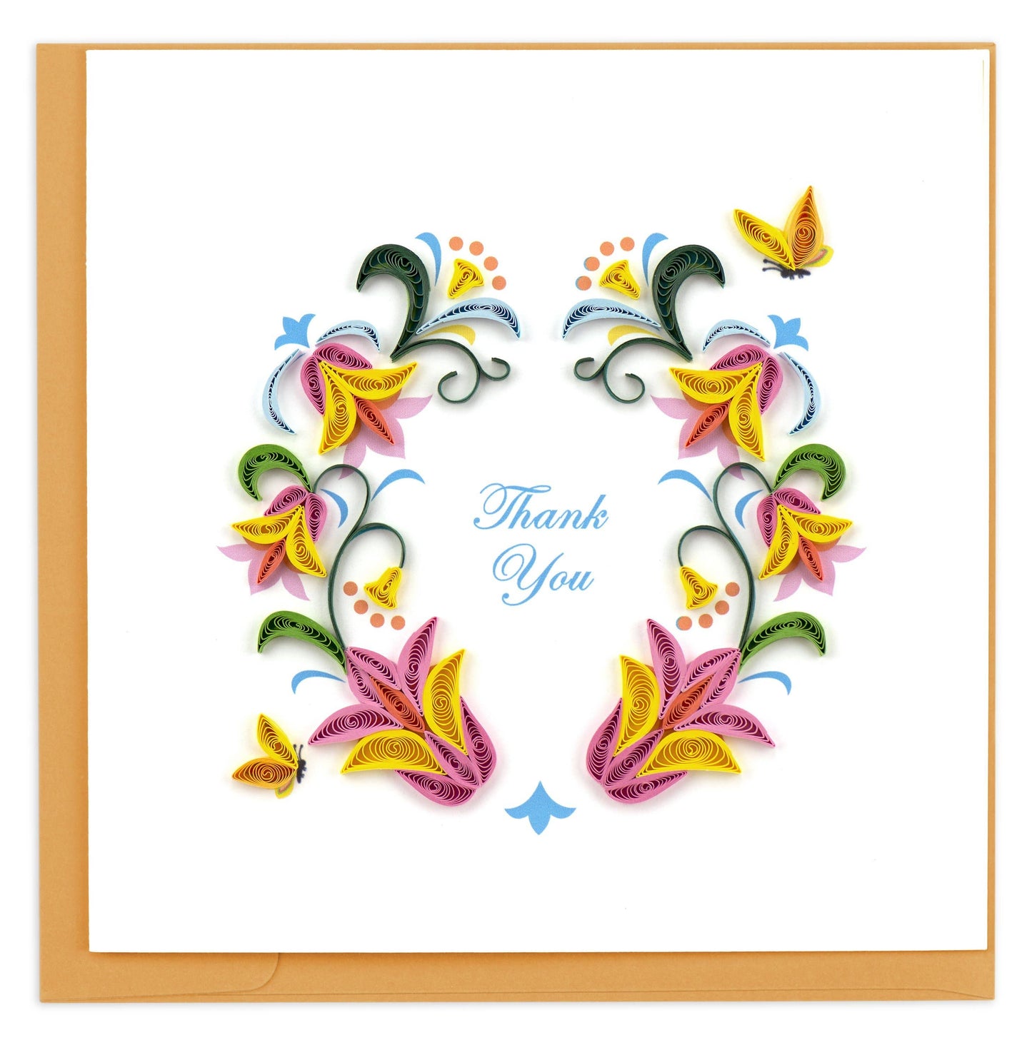 Quilled Greeting Card, "Thank You Flower Wreath"