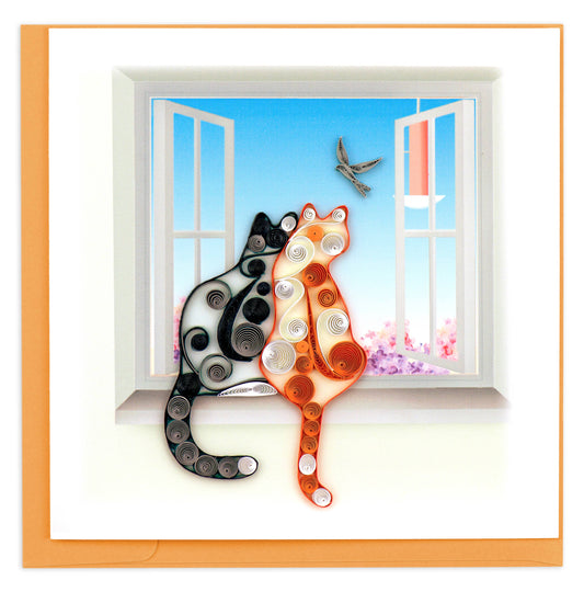 Quilled Greeting Card, "Two Cats"