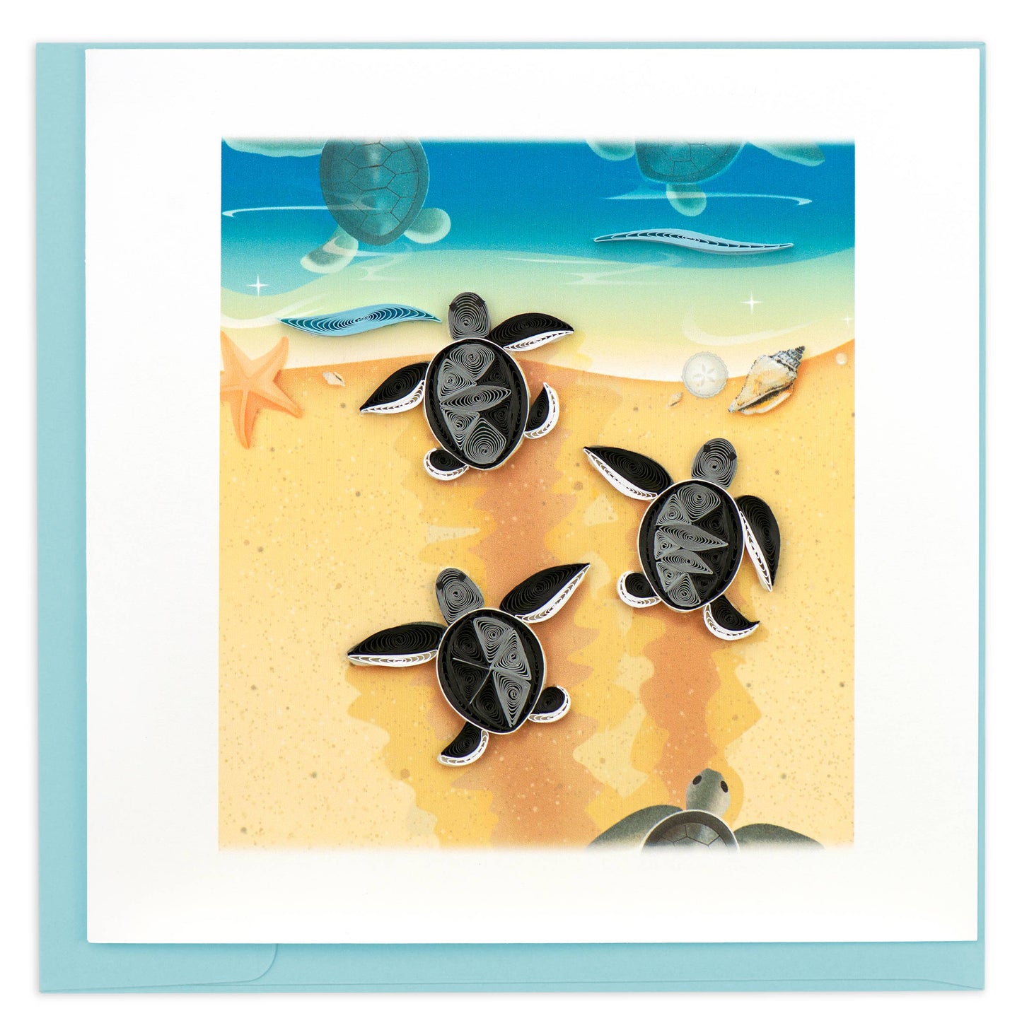 Quilled Greeting Card, "Sea Turtle Hatchlings"