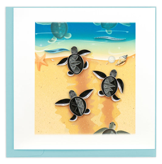 Quilled Greeting Card, "Sea Turtle Hatchlings"