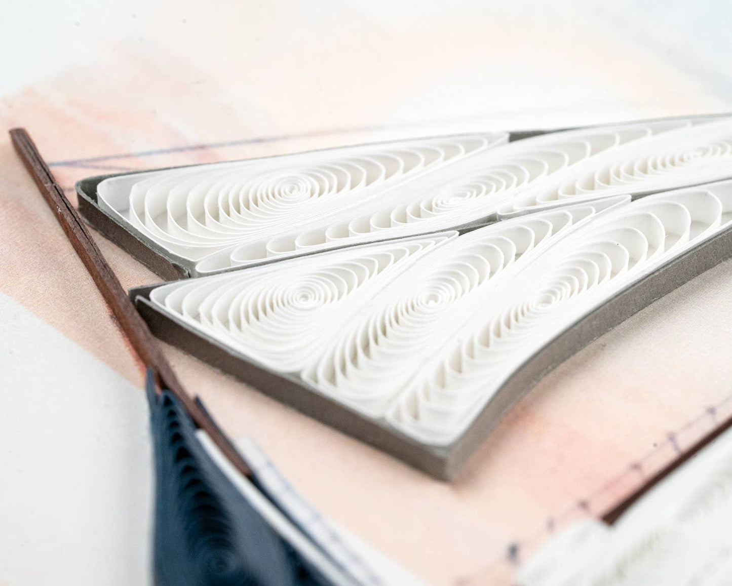 Quilled Greeting Card, "Schooner at Sunset"