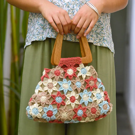 Handbag, Crocheted Flower