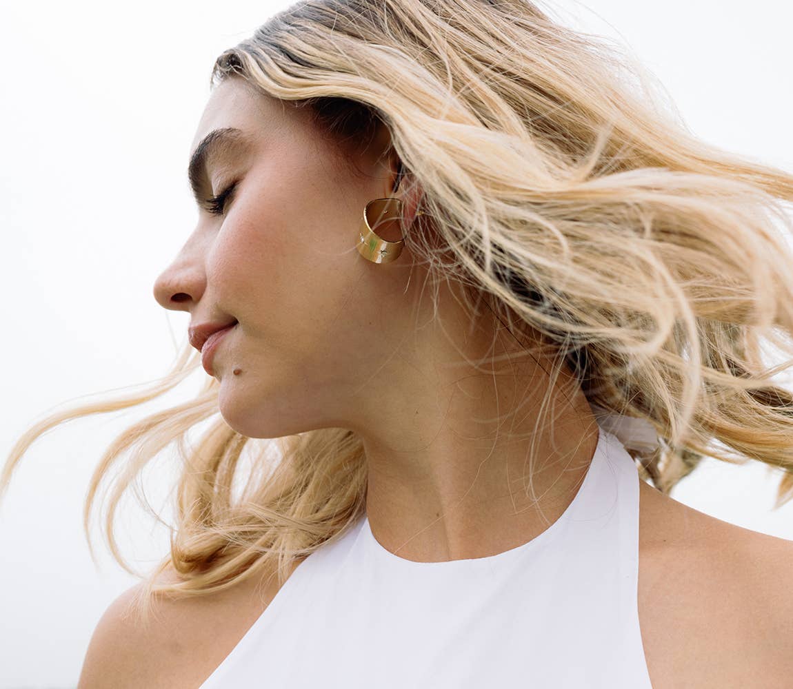 Earrings, Gold Round Hoop "Sitara Starry"