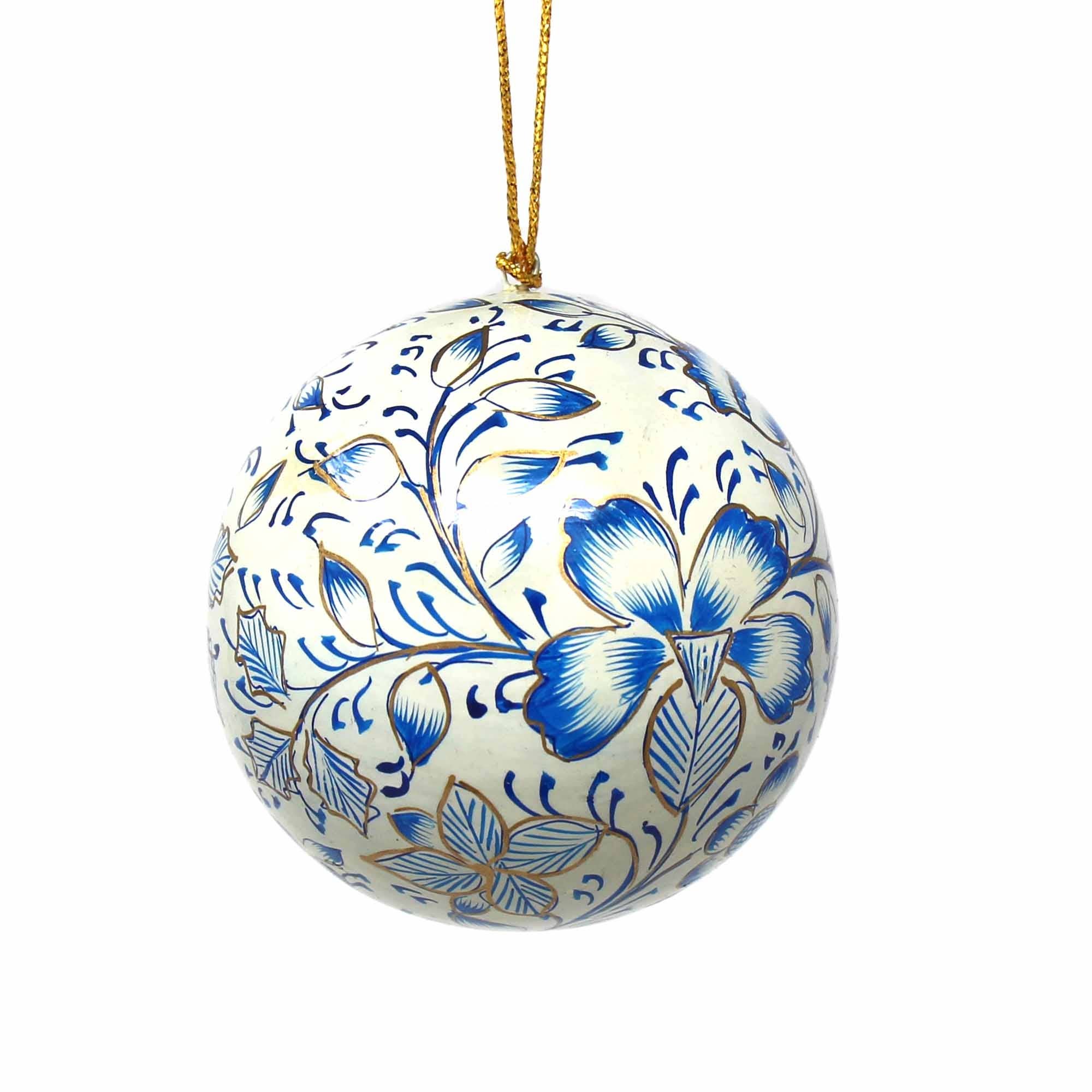 Blue Floral Hand Painted Ornament
