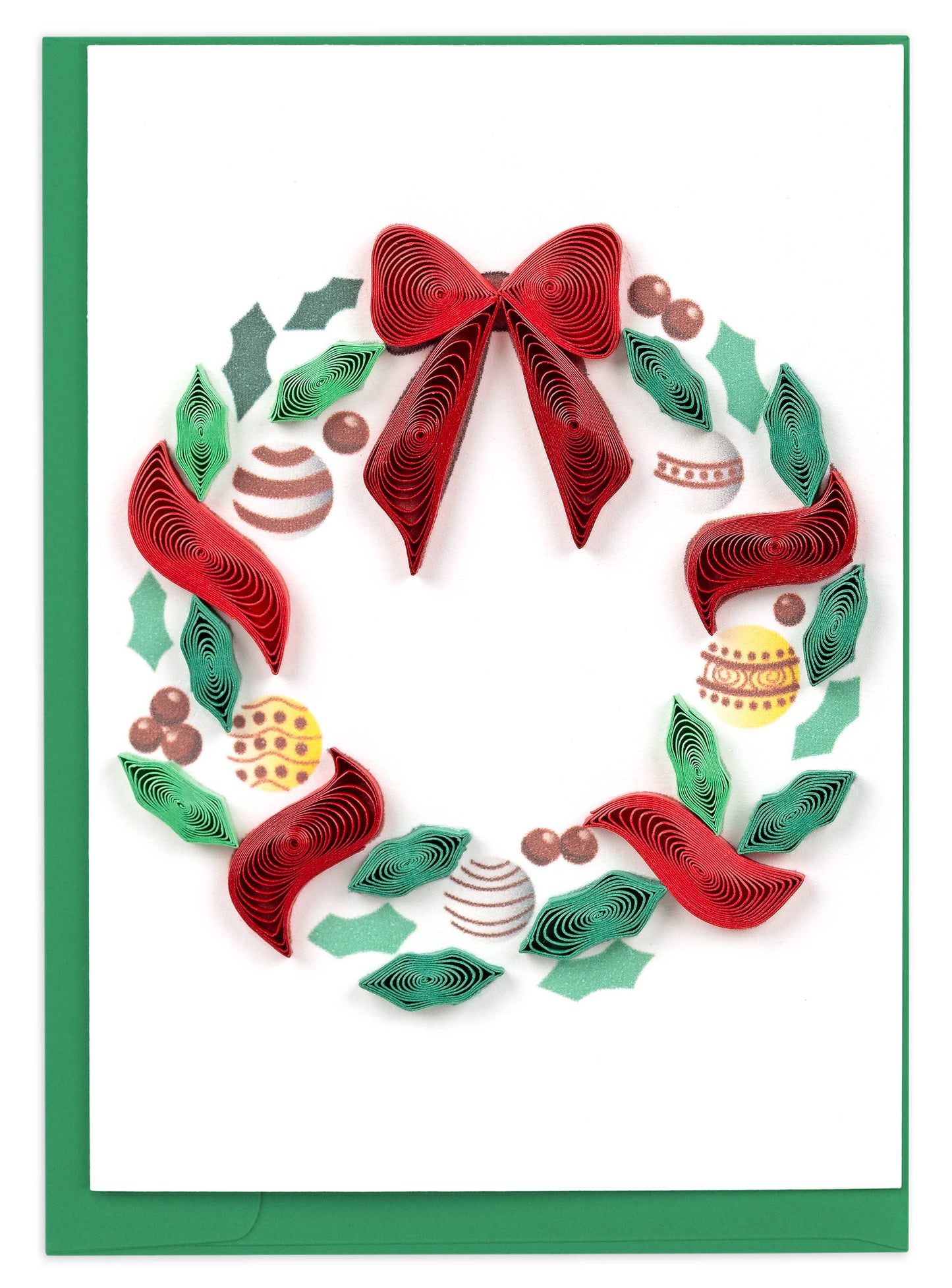 Quilled Gift Enclosure , "Wreath with Ornaments"