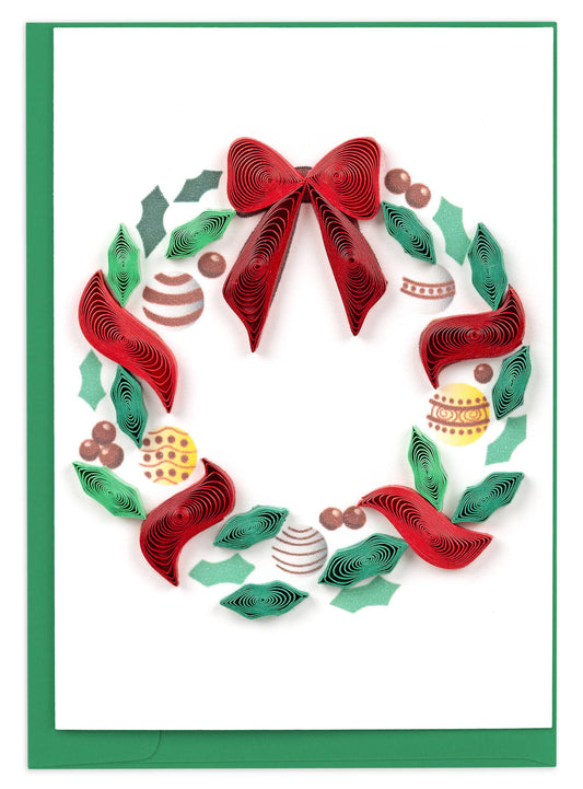 Quilled Gift Enclosure , "Wreath with Ornaments"