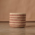 Pink Striped Palm Leaf Basket 12"