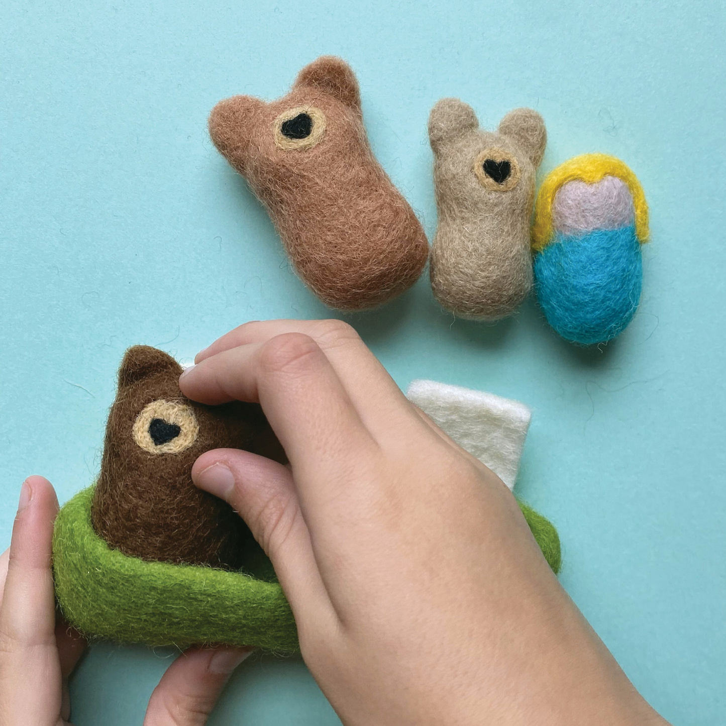 Felted "Pocket Pals", Goldilocks & The Three Bears