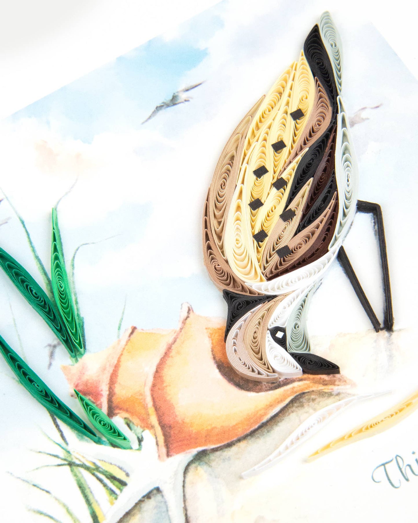 Quilled Greeting Card, "Sandpiper"