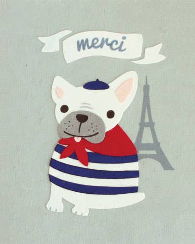 Recycled Papr Cards, "Merci Bulldog"
