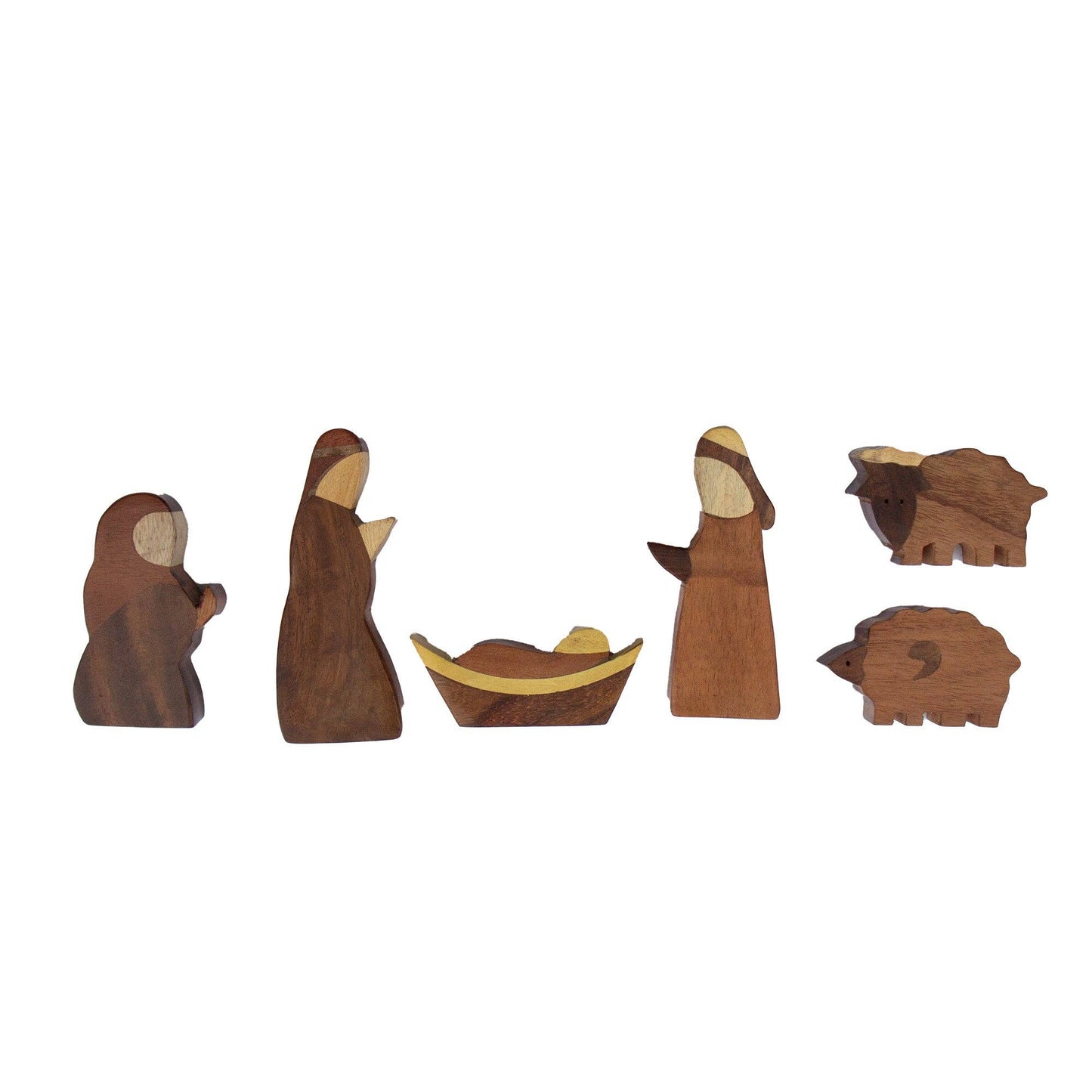 Joint Wood Nativity, 6 pieces