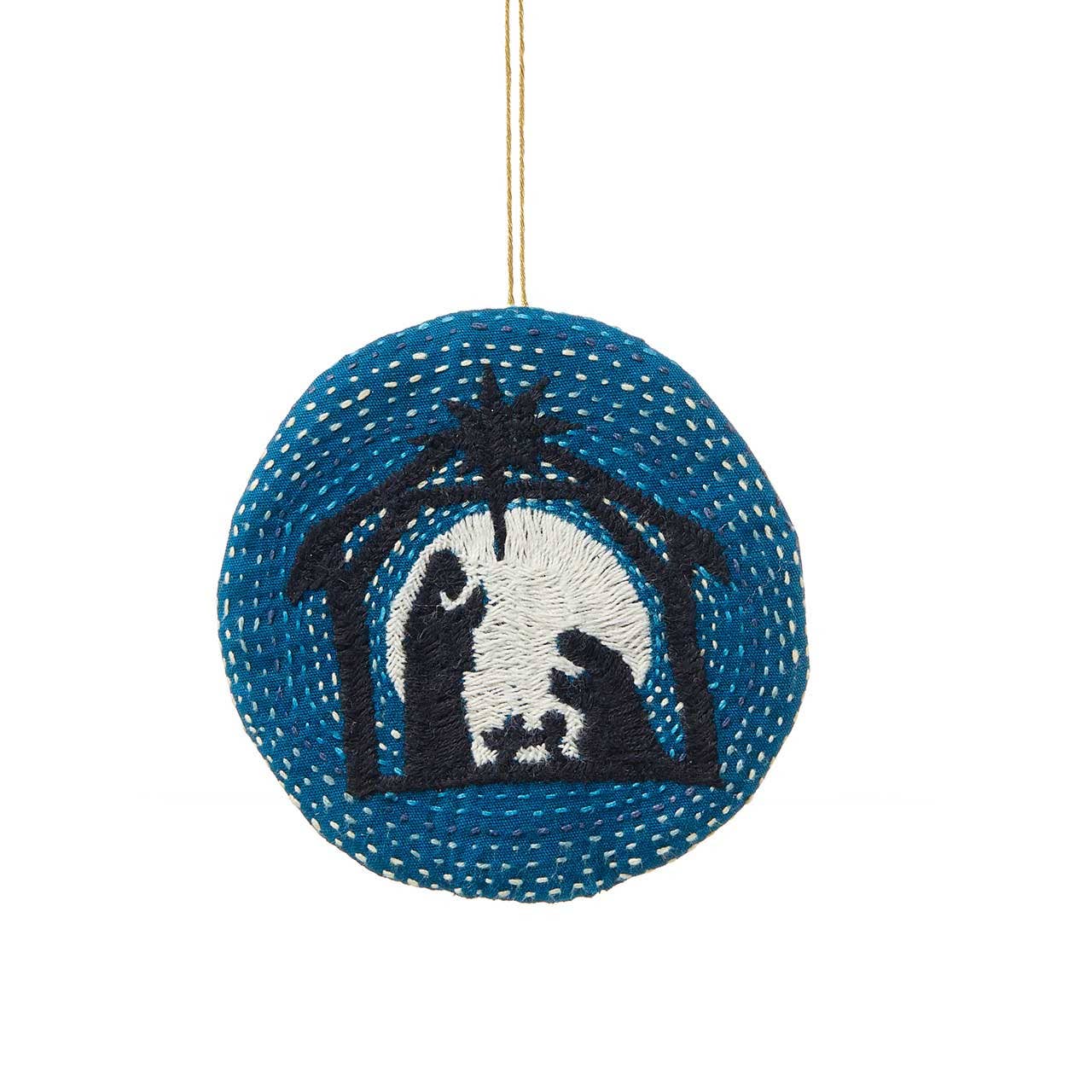 Embroidered Nativity Christmas Ornament