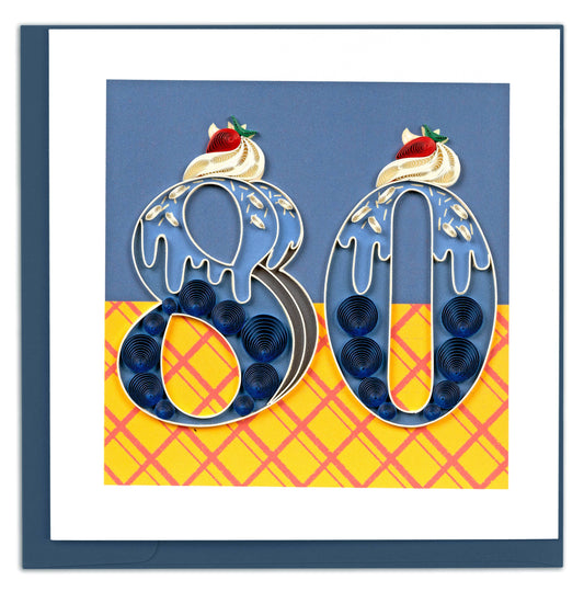 Quilled Greeting Card, "Milestone - 80"