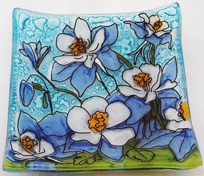 Blue Columbine Square Plate / Dish