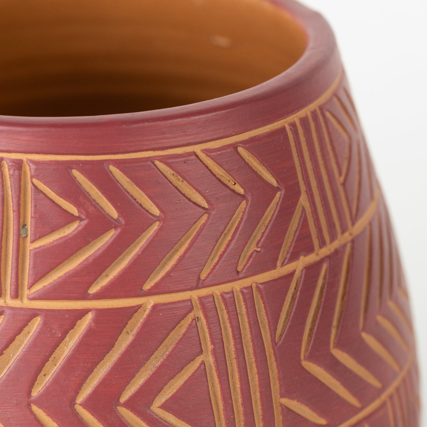 Planter L rounded w/3 legs t-cotta 6Dx6.25H red