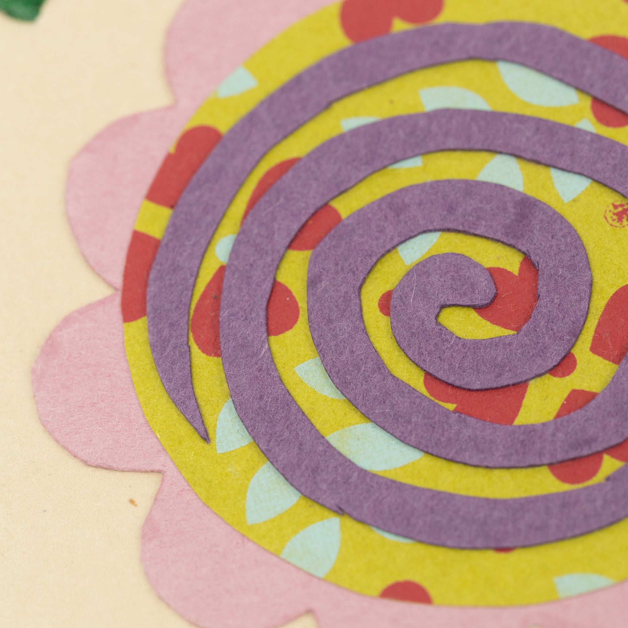 Card spiral flower M/3 paper/sari 4.25x6 multi/tan