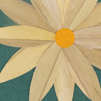 Card single flwr M/3 hogla leaves/ppr 4x6 teal/yel