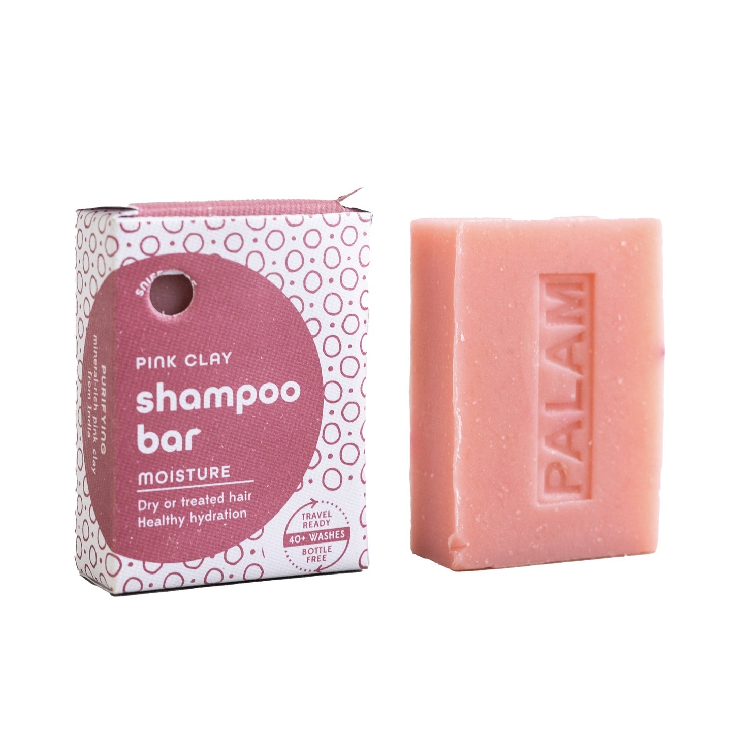 Shampoo bar M/5 pink clay/goat milk 3.2oz pink/wht