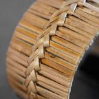 Bracelet cuff braided bb cane/brss 2W adj tan/blk