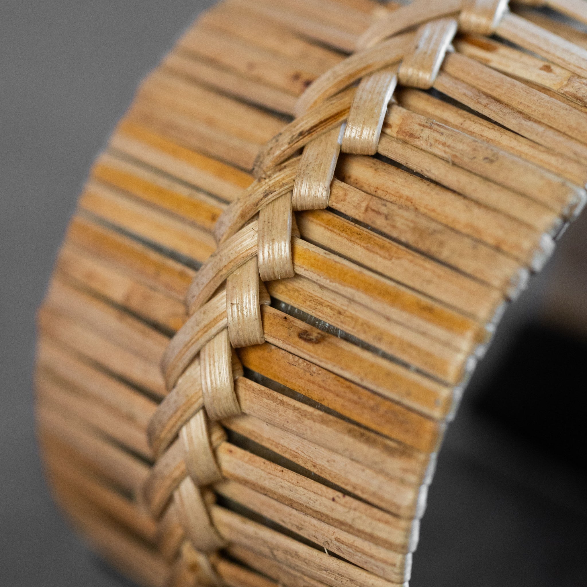 Bracelet cuff braided bb cane/brss 2W adj tan/blk