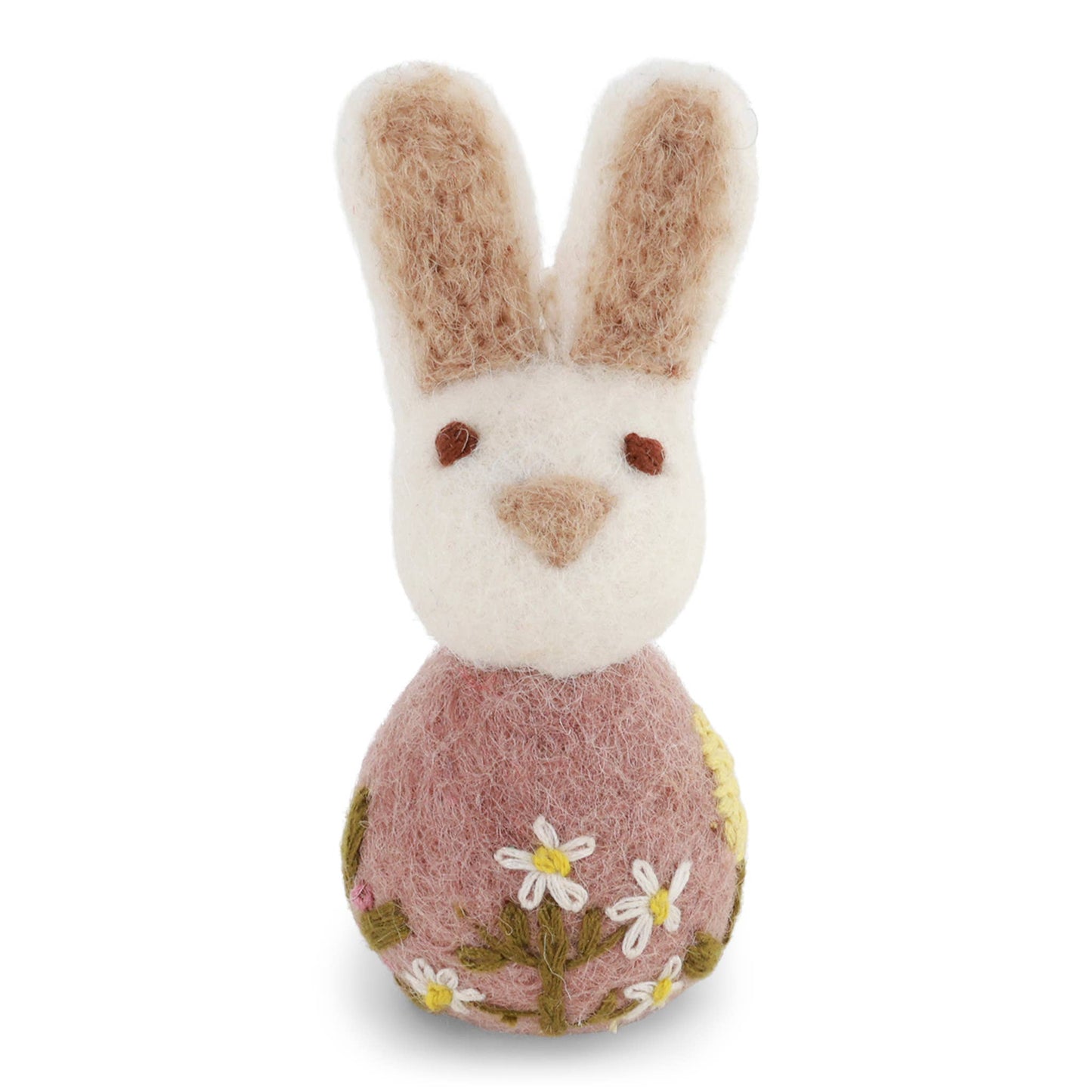 Felted Small Bunny with Flower Embroidery,  Lavender