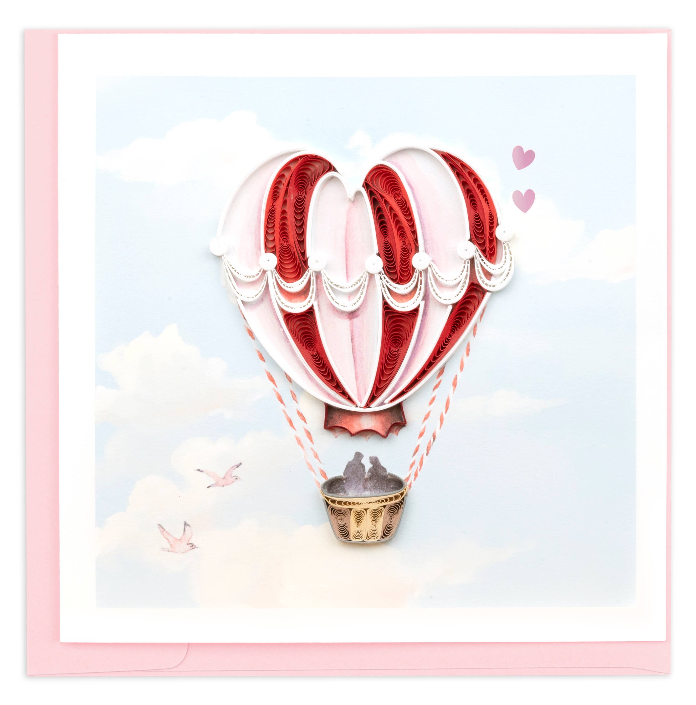 Quilled Greeting Card, "Heart Air Balloon"
