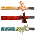 Chopsticks, Palm Wood in Fabric Wrap