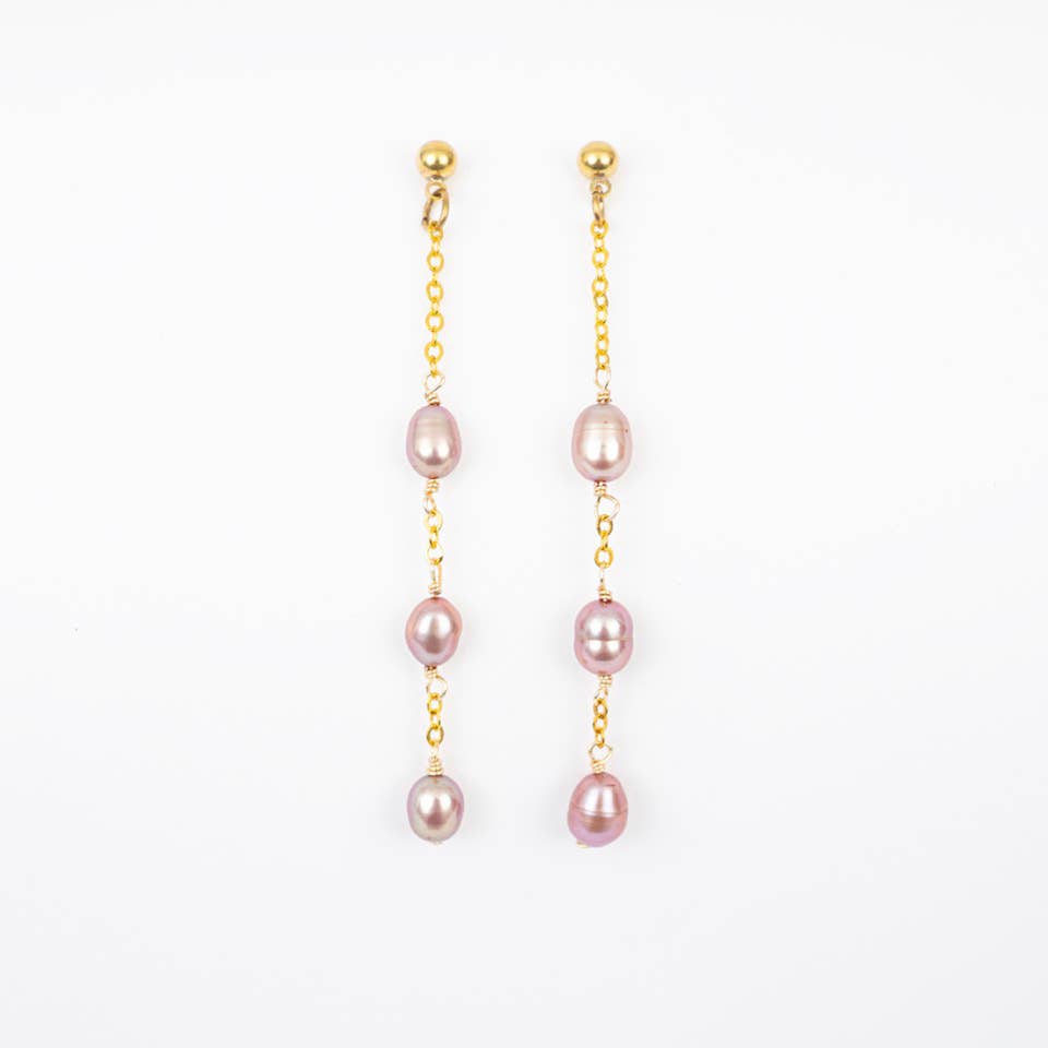 Pink Pearl Strand Earrings