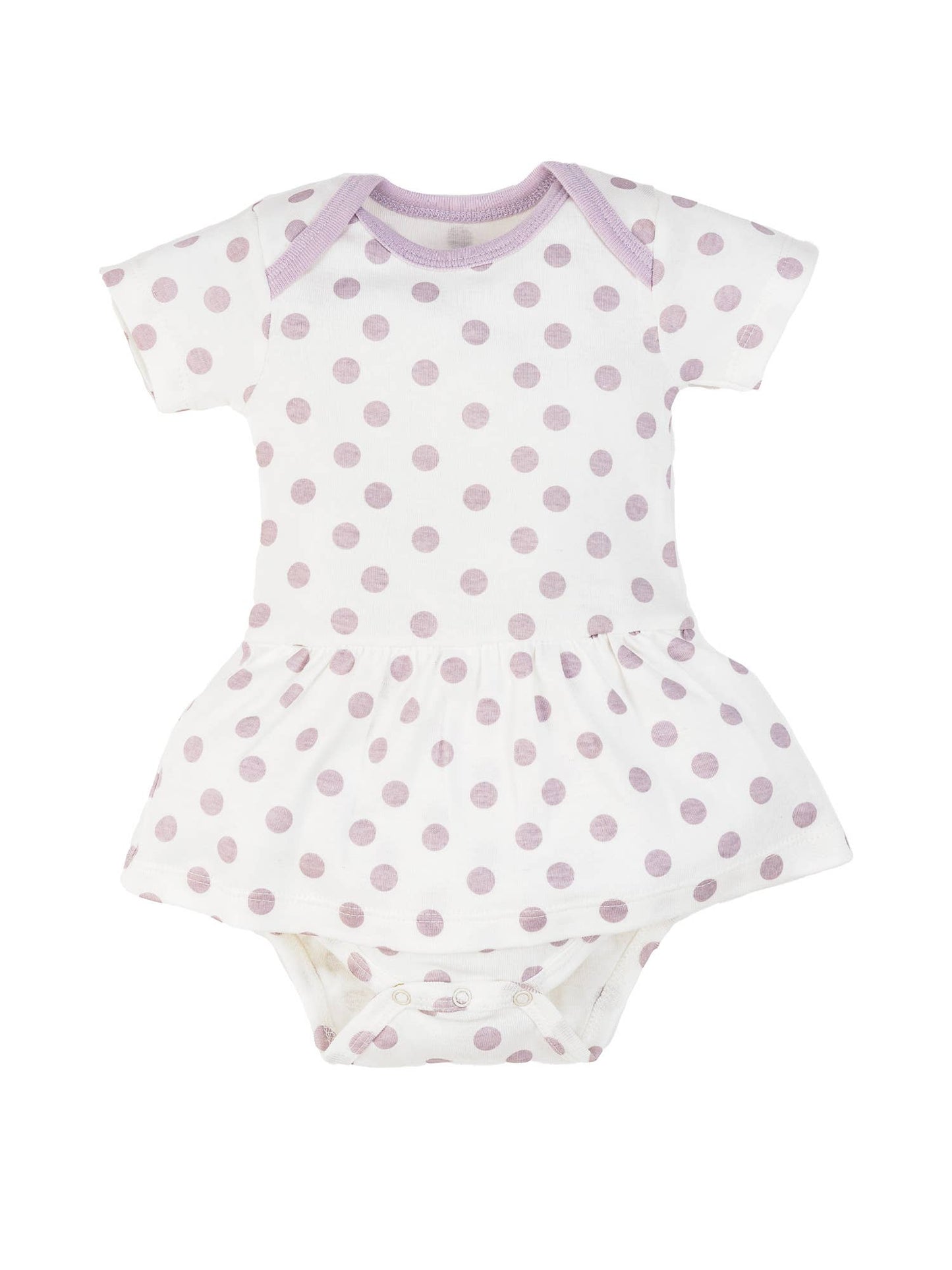 Organic Skirted Bodysuit, "Lavender Dot"