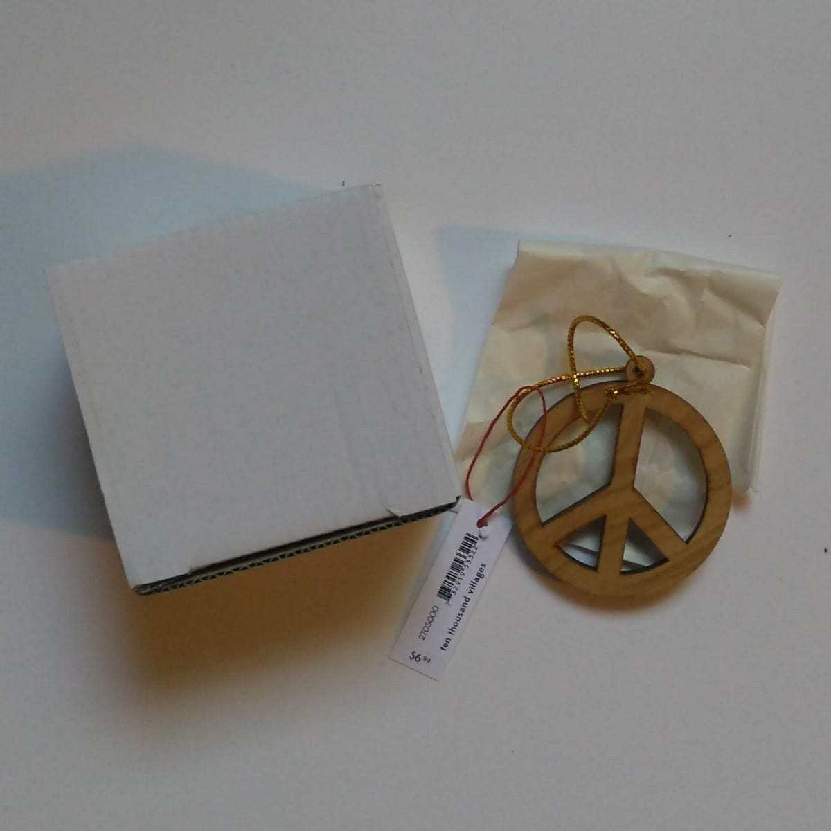 Ornament peace sign M/5 olive wood 2.5D nat