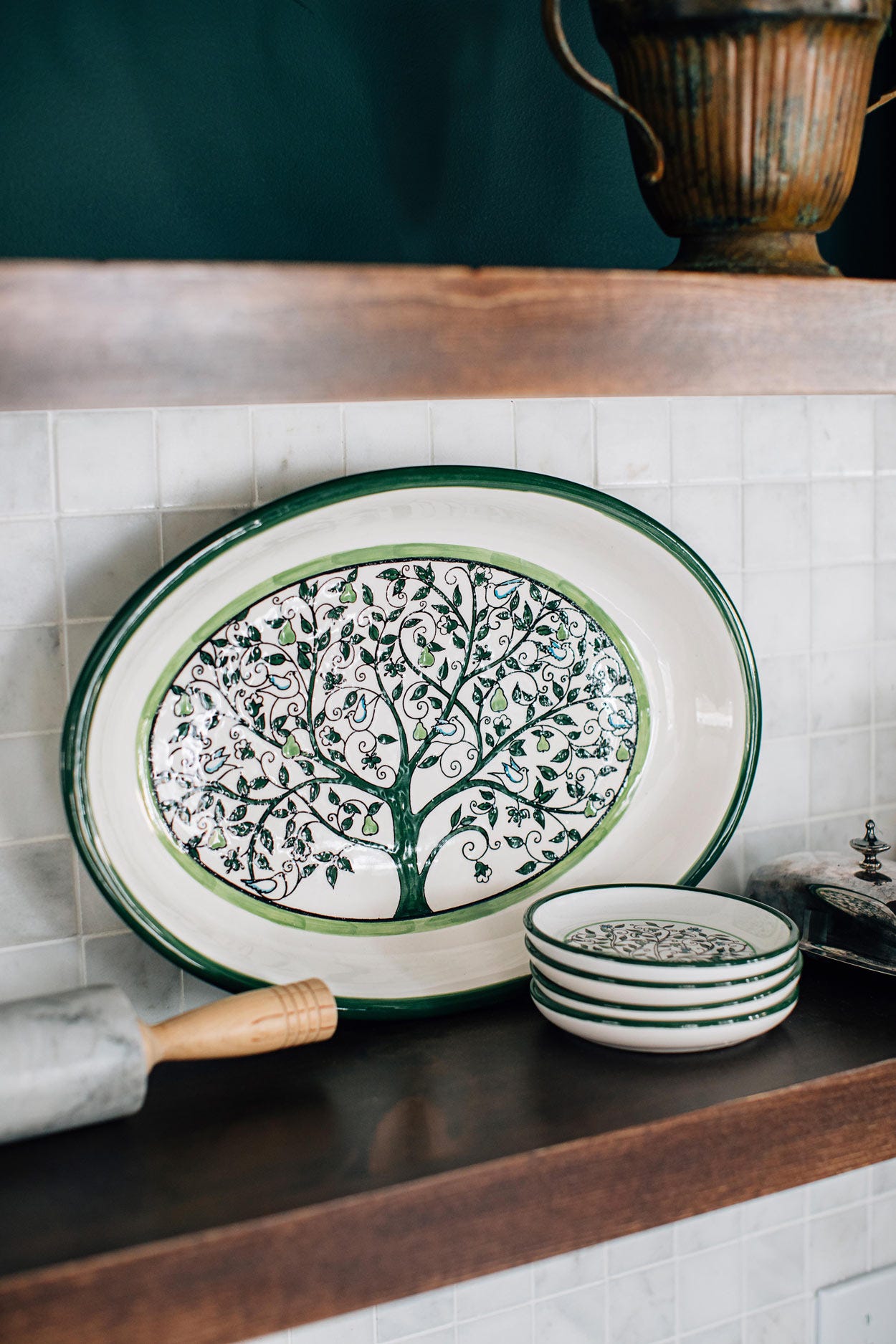 Platter oval tree cer 16Lx11