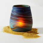 Candleholder Phoenician glass 3Dx4 blue/multi