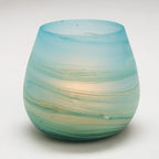 Candleholder swirled glass/sand grn