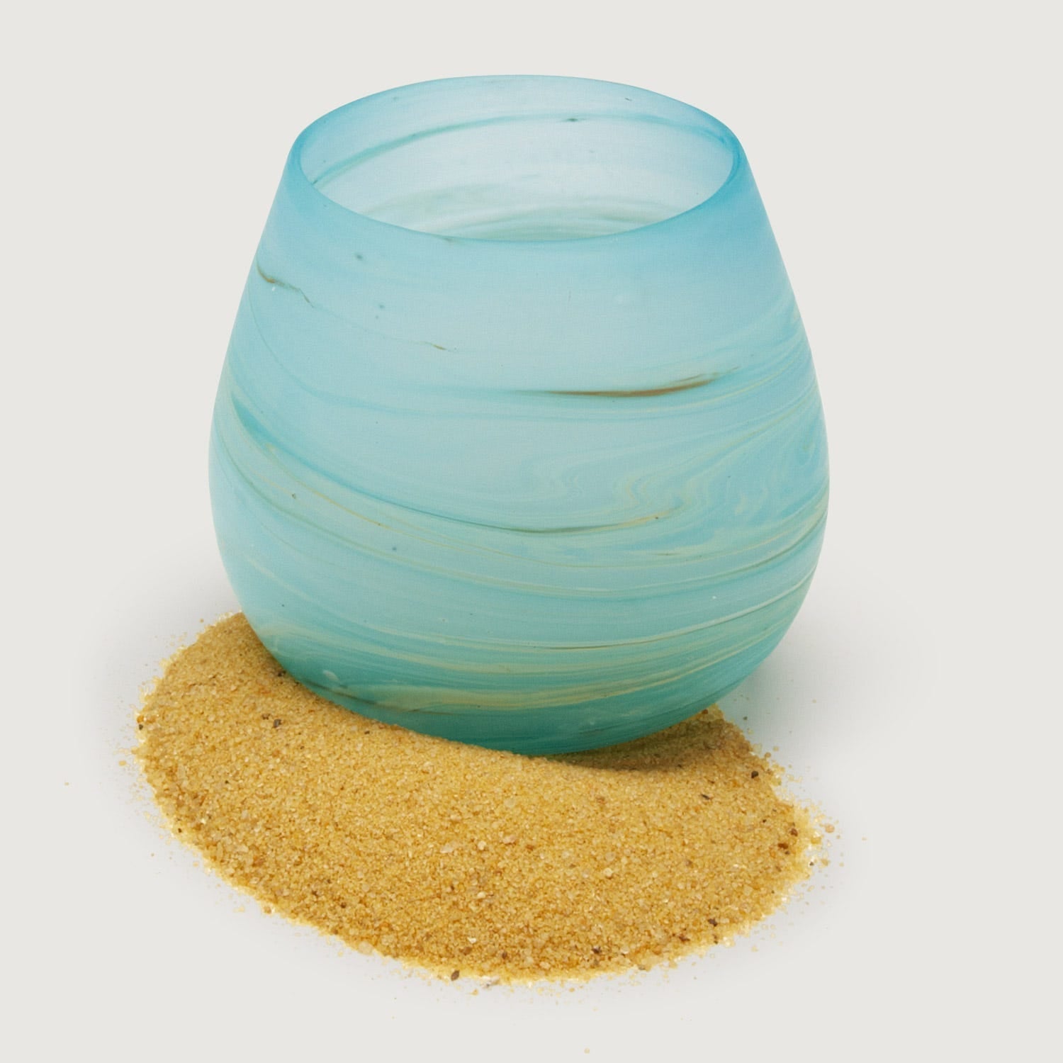 Candleholder swirled glass/sand grn